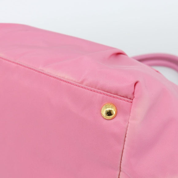 PRADA Hand Bag Nylon Pink Gold Auth ka4702A