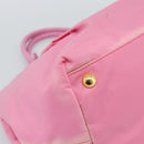PRADA Hand Bag Nylon Pink Gold Auth ka4702A-14