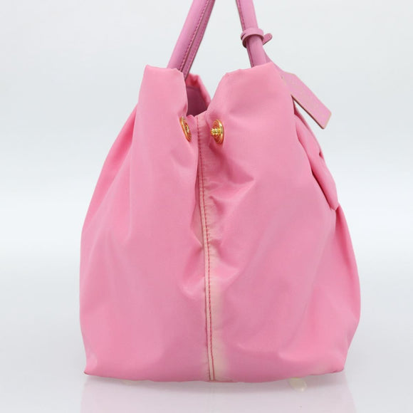 PRADA Hand Bag Nylon Pink Gold Auth ka4702A