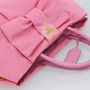 PRADA Hand Bag Nylon Pink Gold Auth ka4702A-6