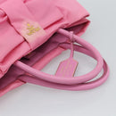 PRADA Hand Bag Nylon Pink Gold Auth ka4702A-7