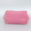 PRADA Hand Bag Nylon Pink Gold Auth ka4702A-5
