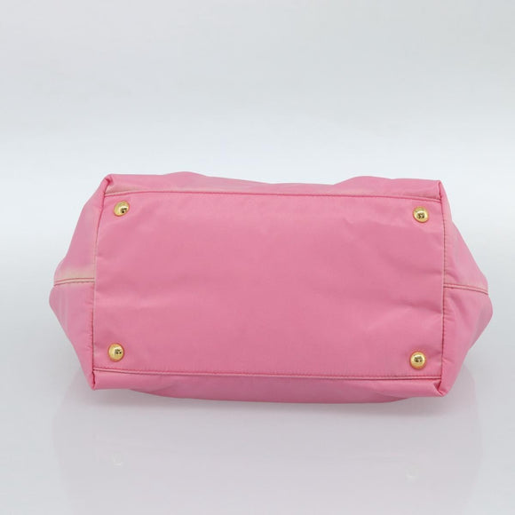 PRADA Hand Bag Nylon Pink Gold Auth ka4702A