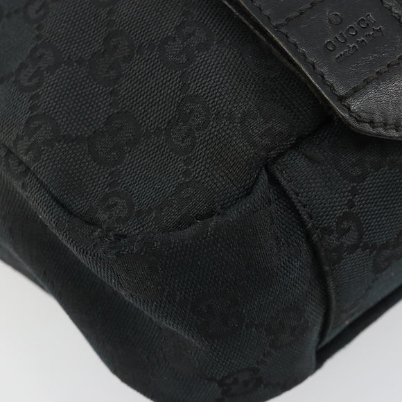 GUCCI GG Canvas Shoulder Bag Black Silver 145859 Auth ka4704