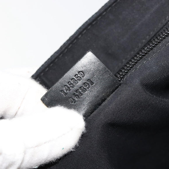 GUCCI GG Canvas Shoulder Bag Black Silver 145859 Auth ka4704