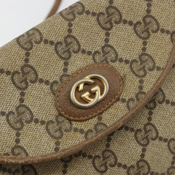 GUCCI GG Supreme Shoulder Bag PVC Beige Gold Auth ka4706