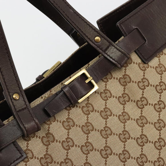GUCCI GG Canvas Hand Bag Beige Gold 106251 Auth ka4707
