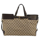 GUCCI GG Canvas Hand Bag Beige Gold 106251 Auth ka4707-2