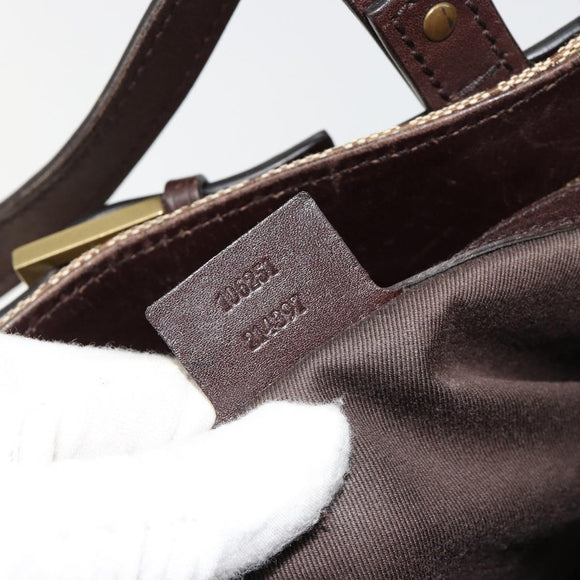 GUCCI GG Canvas Hand Bag Beige Gold 106251 Auth ka4707