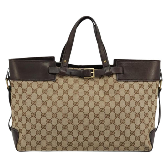 GUCCI GG Canvas Hand Bag Beige Gold 106251 Auth ka4707
