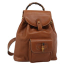 GUCCI Bamboo Backpack Leather Brown Gold 003 1998 0030 Auth ka4712-1