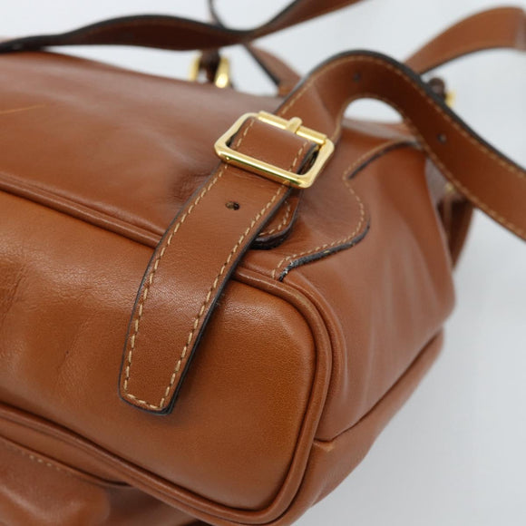 GUCCI Bamboo Backpack Leather Brown Gold 003 1998 0030 Auth ka4712