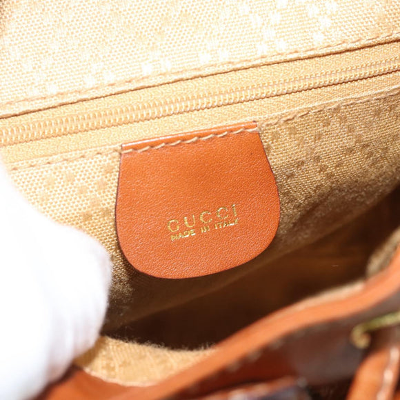 GUCCI Bamboo Backpack Leather Brown Gold 003 1998 0030 Auth ka4712