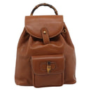 GUCCI Bamboo Backpack Leather Brown Gold 003 1998 0030 Auth ka4712-2