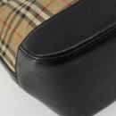 BURBERRY Nova Check Hand Bag Canvas Leather Beige Gold Auth ka4713A-16