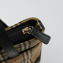 BURBERRY Nova Check Hand Bag Canvas Leather Beige Gold Auth ka4713A-10