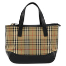 BURBERRY Nova Check Hand Bag Canvas Leather Beige Gold Auth ka4713A-13