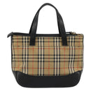 BURBERRY Nova Check Hand Bag Canvas Leather Beige Gold Auth ka4713A-2