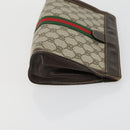 GUCCI GG Supreme Web Sherry Line Clutch Bag PVC 2 Set Navy Beige Auth ka472-11