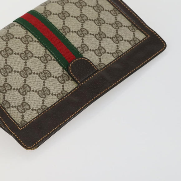 GUCCI GG Supreme Web Sherry Line Clutch Bag PVC 2 Set Navy Beige Auth ka472