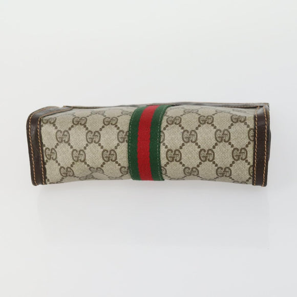 GUCCI GG Supreme Web Sherry Line Clutch Bag PVC 2 Set Navy Beige Auth ka472