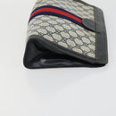 GUCCI GG Supreme Web Sherry Line Clutch Bag PVC 2 Set Navy Beige Auth ka472-4