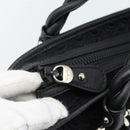Salvatore Ferragamo Gancini Tote Bag Canvas Leather Black Silver Auth ka4727A-10