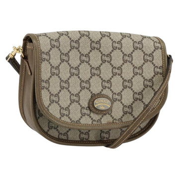 GUCCI GG Plus Supreme Shoulder Bag PVC Beige Gold Auth ka473