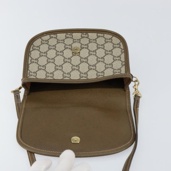 GUCCI GG Plus Supreme Shoulder Bag PVC Beige Gold Auth ka473