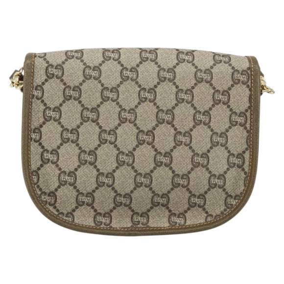 GUCCI GG Plus Supreme Shoulder Bag PVC Beige Gold Auth ka473