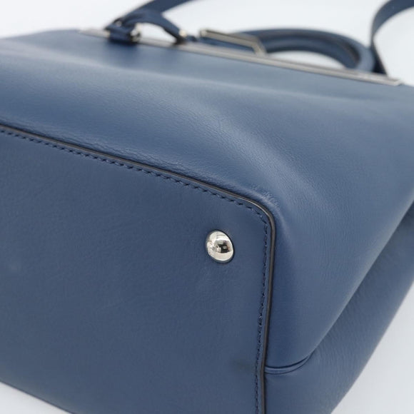 FENDI Petite To Jules Hand Bag Leather 2way Blue Silver Auth ka4735V