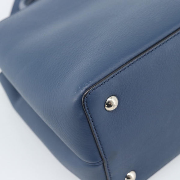 FENDI Petite To Jules Hand Bag Leather 2way Blue Silver Auth ka4735V