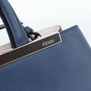 FENDI Petite To Jules Hand Bag Leather 2way Blue Silver Auth ka4735V-17