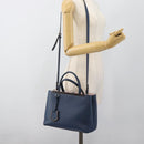 FENDI Petite To Jules Hand Bag Leather 2way Blue Silver Auth ka4735V-26