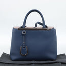 FENDI Petite To Jules Hand Bag Leather 2way Blue Silver Auth ka4735V-27