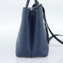 FENDI Petite To Jules Hand Bag Leather 2way Blue Silver Auth ka4735V-4