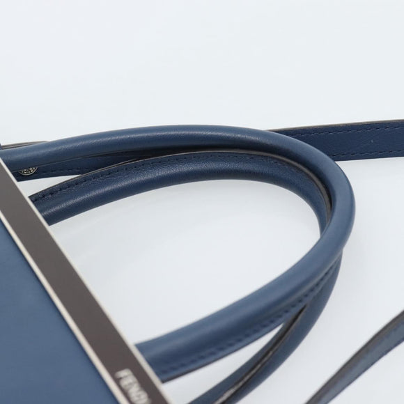 FENDI Petite To Jules Hand Bag Leather 2way Blue Silver Auth ka4735V