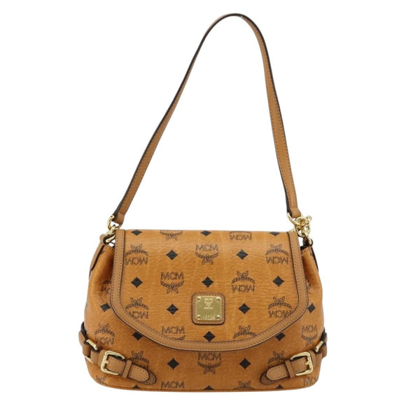 MCM Vicetos Logogram Shoulder Bag PVC Leather 2way Brown Gold Auth ka4736A
