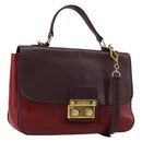 Miu Miu Hand Bag Leather 2way Red Gold Auth ka4739A-1