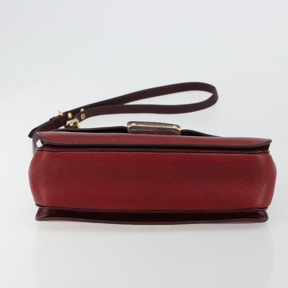 Miu Miu Hand Bag Leather 2way Red Gold Auth ka4739A