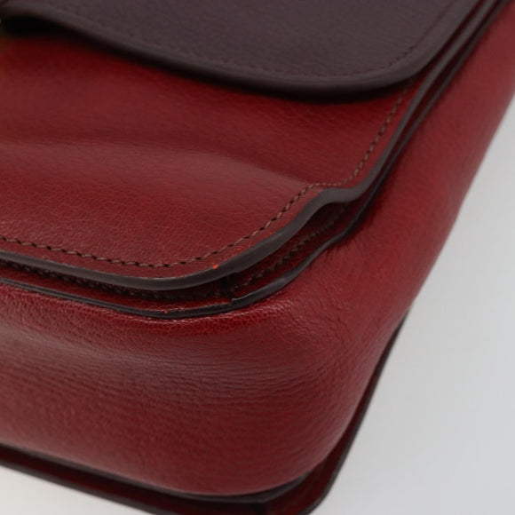Miu Miu Hand Bag Leather 2way Red Gold Auth ka4739A