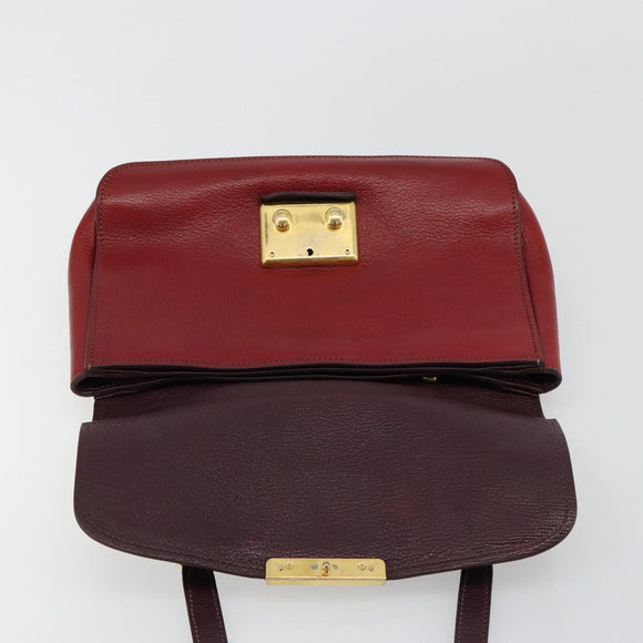 Miu Miu Hand Bag Leather 2way Red Gold Auth ka4739A
