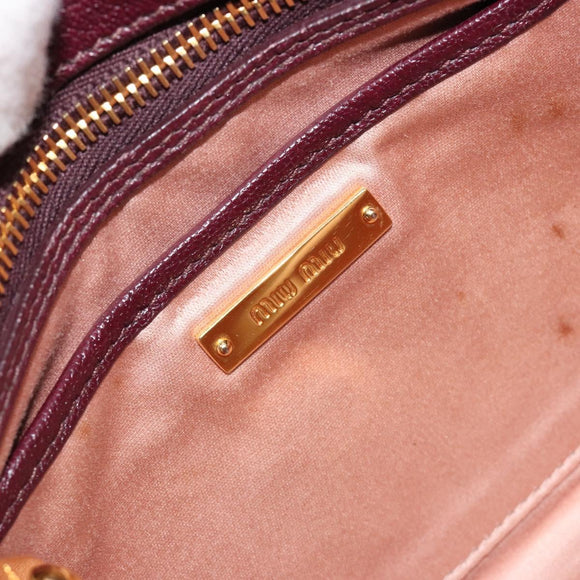 Miu Miu Hand Bag Leather 2way Red Gold Auth ka4739A