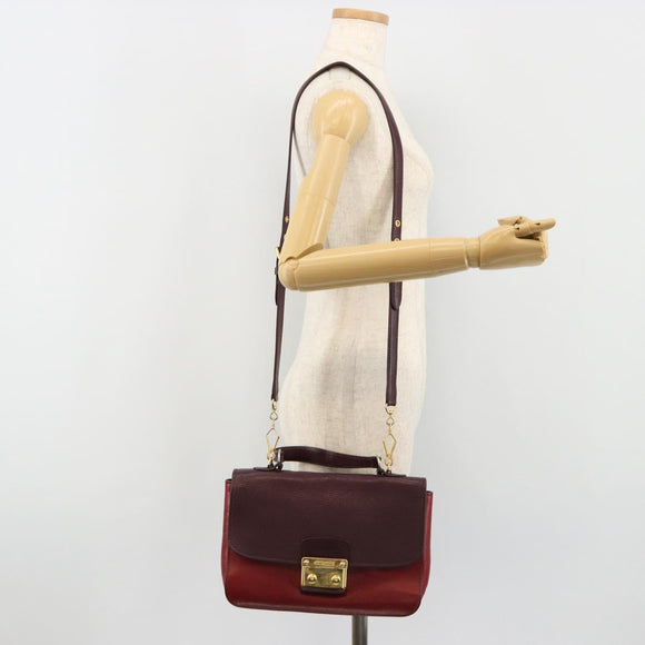 Miu Miu Hand Bag Leather 2way Red Gold Auth ka4739A