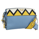 PRADA Shoulder Bag Leather Light Blue Gold Auth ka4742M-1