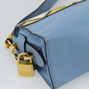 PRADA Shoulder Bag Leather Light Blue Gold Auth ka4742M-16
