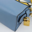 PRADA Shoulder Bag Leather Light Blue Gold Auth ka4742M-17