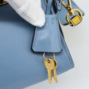 PRADA Shoulder Bag Leather Light Blue Gold Auth ka4742M-8