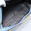 PRADA Shoulder Bag Leather Light Blue Gold Auth ka4742M-9