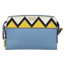 PRADA Shoulder Bag Leather Light Blue Gold Auth ka4742M-13